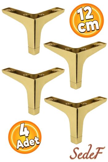 Badem10 Sedef Luxury Furniture Sofa Coffee Table Tv Unit Seat Leg 12 cm Plastic Gold Legs (4 Pcs)