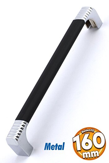 Badem10 Mâner lateral din metal negru de 160 mm - Sertar de bucătărie - Dulap - Mânere pentru dulap - Mâner pentru ușă - Mâner