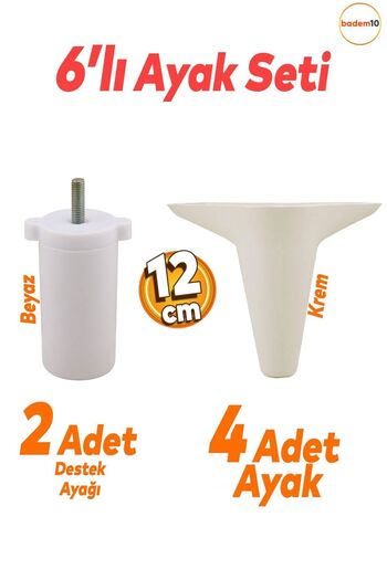 Badem10 Aspen Set de 6 Mobilier Unitate TV Canapea extensibilă Fotoliu Baza de canapea Suport picioare 12 cm picior crem