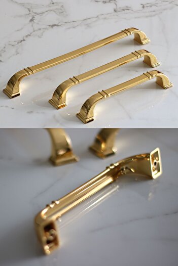 Badem10 Mâner din aur Roma de 224 mm, metal, pentru mobilier, sertar de bucătărie, ușă dulapului, mânere pentru dulap