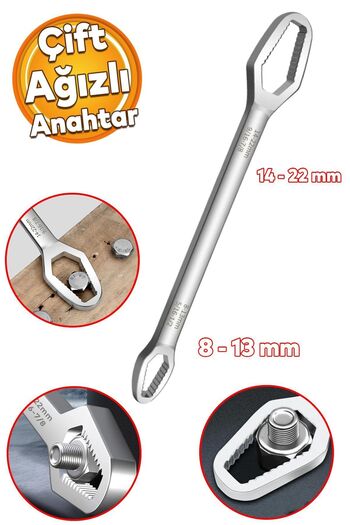 Badem10 Practical Double Mouth Self-Tightening Multi-Purpose Wrench Steel Wrench Chrome 8-13 / 14-22 mm