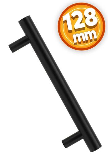Badem10 Beretta Mobilya - Sertar de bucătărie - Dulap - Dulap - Mâner - Mânere din metal negru (128 MM-12,8 CM)