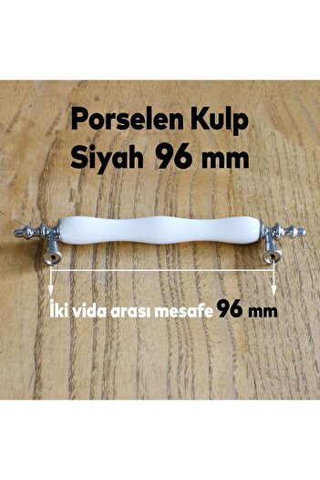 Badem10 Rose Real Porțelan Negru Alb 96 Mm Sertar Bucătărie Dulap Mâner Dulap