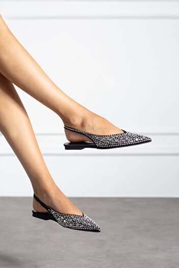 ZENNESHOES Pantofi de balerină cu toc mic Porto cu detaliu în piatră