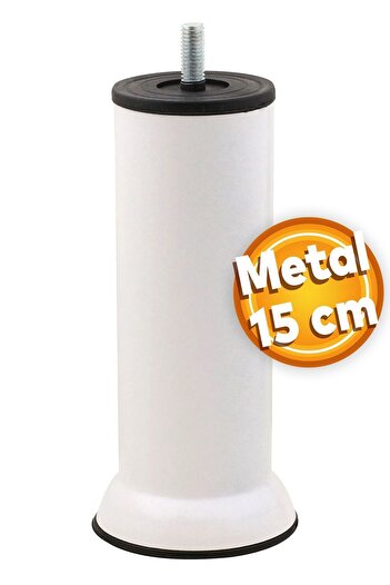Badem10 Picioare din metal alb - șuruburi M8, înălțime 15 cm, scaun de canapea și pat de bază
