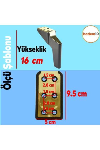 Badem10 Set de unități TV pentru mobilier Logan din 6 piese - picioare aurii negre de 16 cm, cu suport pentru fotoliu și canapea