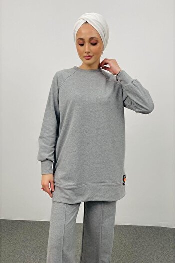 Basicpark Rener Süs Etiketli Oversize Gri Alt Üst Takım