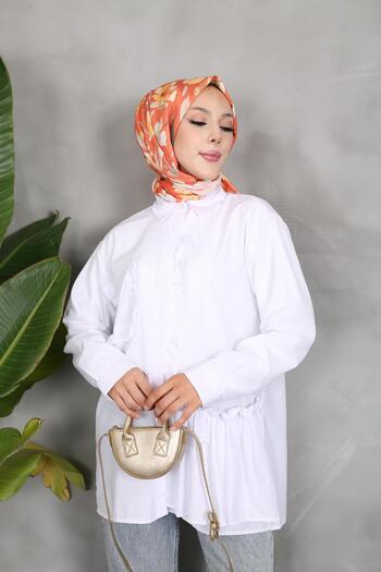 Nergis Neva Butik Stylish Tunic with Pocket and Front Ruffles
