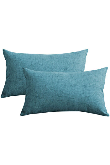 In House 2 Pieces Linen Decorative Cushion Set Solid Design - 50x30 cm