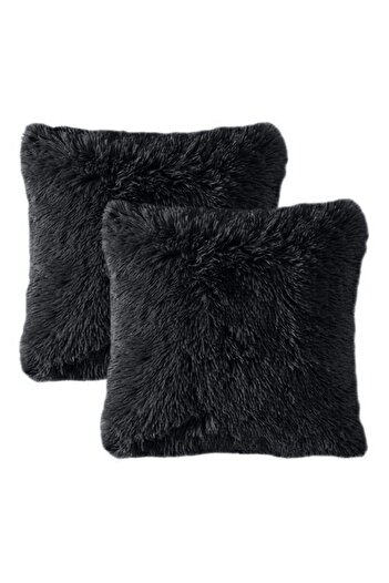 In House 2 Pieces Fur Decorative Cushion Set Soild Design - 45x45 cm