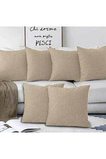 In House 6 Pieces Linen Decorative Cushion Set Solid Design - 45x45 cm