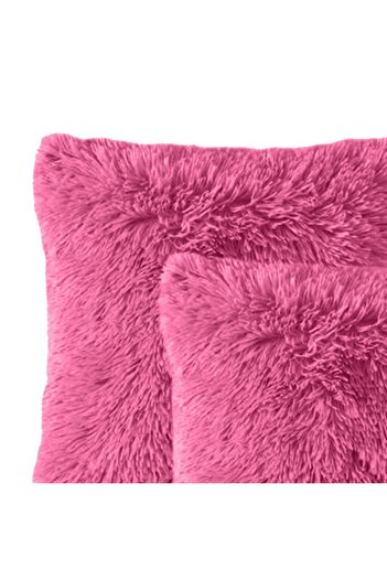 In House 2 Pieces Fur Decorative Cushion Set Soild Design - 45x45 cm