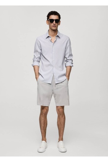MANGO Man Slim Fit Striped Stretch Fabric Shirt