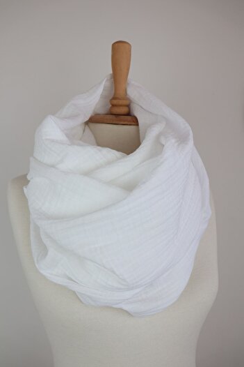 LeBohas White Muslin Shawl