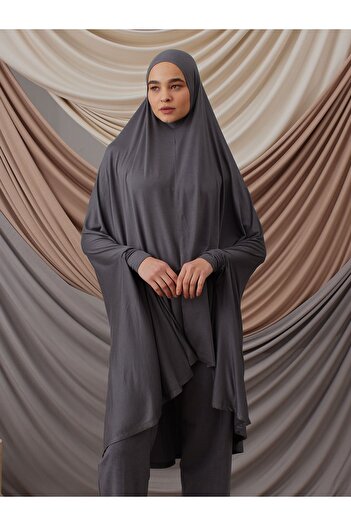 Femple Modest Πρακτικό χιτώνα προσευχής - Σκούρο γκρι, Onesize, Prayer Khimar