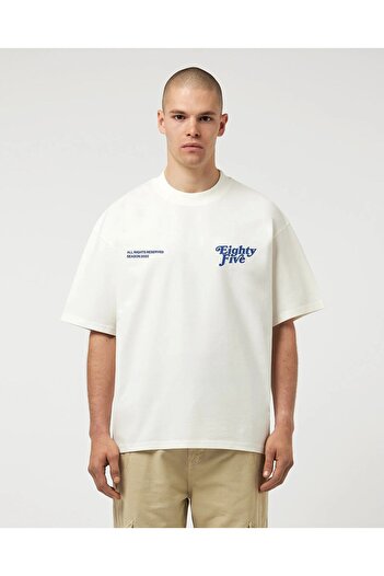The Champ Clothing Λευκό Oversize ανδρικό μπλουζάκι - Crew Neck, Eighty Five Written