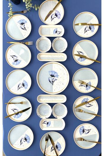 VENÜS HOME DECORATION Blue Bride - 21 Piece Breakfast Set for 12 People