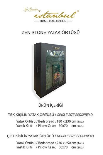 İyi Geceler İstanbul Zen Stone Tek Kişilik Yatak Örtüsü Seti