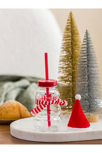 LC Waikiki Lcw Home 2-Piece Christmas Themed Glass with Straw 20 cm