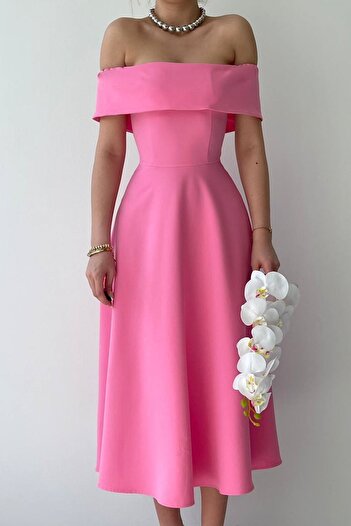 vuvutasarım Tesatura Atlas Roz Detaliu Guler Madonna Rochie Roz Rochie Midi 222