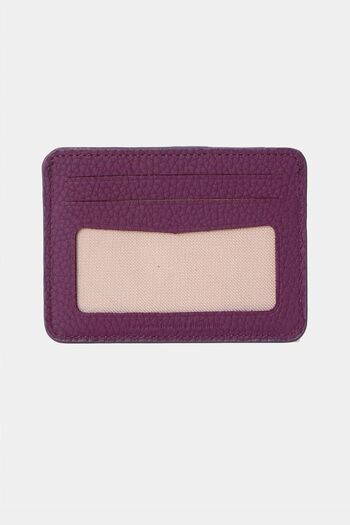 Grande 3607 Genuine Real Leather Women Men Card Holder Wallet Purple