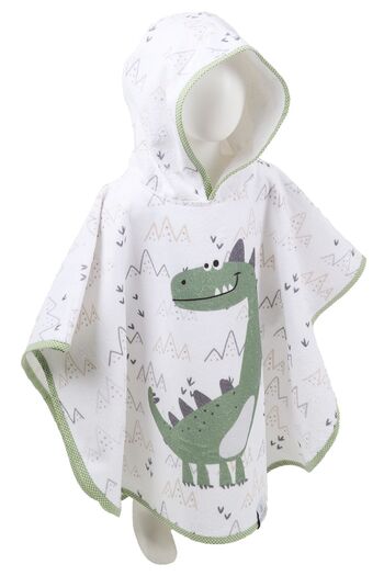AİRYCOT Children's Poncho Towel Green Dino