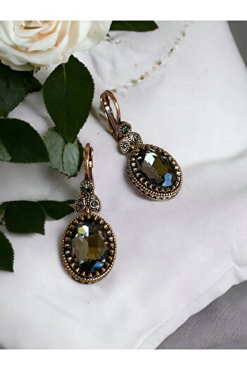 FAYRA ACCESSORIES Oval Cut Crystal Jewelled Dangle Earrings