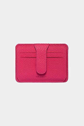 Grande 3607 Genuine Real Leather Women Men Card Holder Wallet Pink
