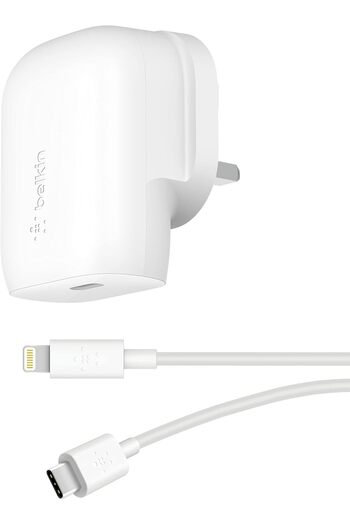 Belkin 30W USB-C Wall Charger with USB C to Lightning Cable, PPS, PD 3.0 Fast Charging for iPhone14/pro/max