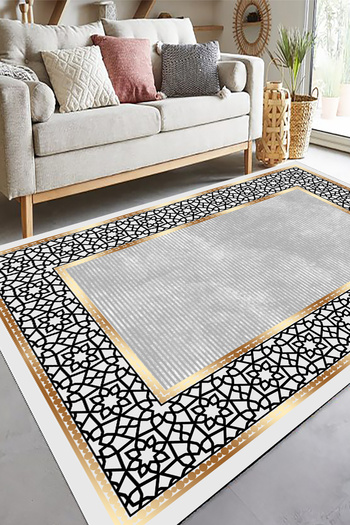 eco concept Home Decoration - Grey and Gold Colored Carpet, Washable Long Carpet