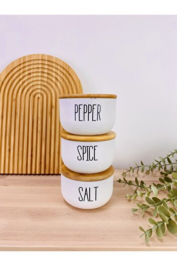 ELZEY HOME Glass Spice Jar with Bamboo Lid Set of 3
