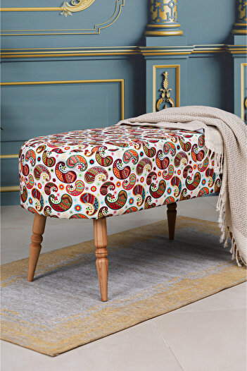 PUFMANYA LUNA MİX LARGE 90 CM DAMLA ÖZEL GÜRGEN AYAKLI PUF BENCH KOLTUK