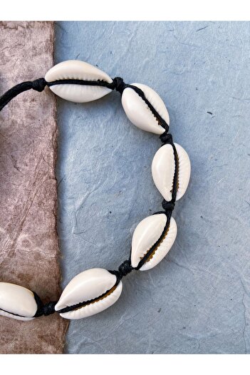 Stoneday Men's Bracelet - Black String and Seashell