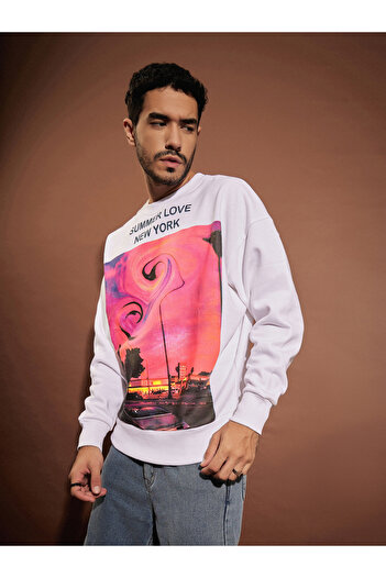 Mascln Sassafras By Styli Summer Love Graphic Print Oversized Sweatshirt