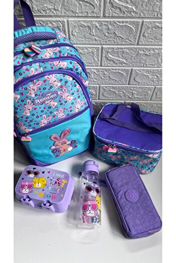 RKY SERENITY Relaxion Set of 5 - Rabbit Figured Backpack and Lunchbox, Pen Holder and Sabot Container