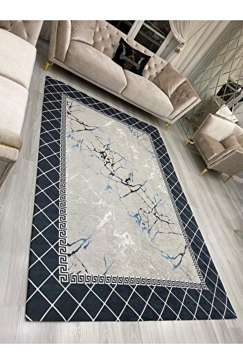 ALLGELSİN Modern Blue Marine Blue Detaliat Varank New Season Covor elastic Husa decorativa Covor