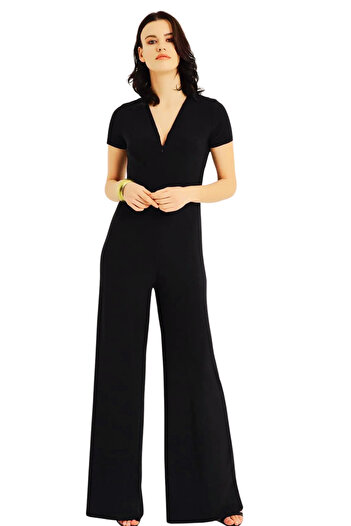 Laranor Black Women's Jumpsuit - Front Zipper, Day and Night Elegance - 19l6582