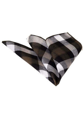 Exve Exclusive Green Black White Plaid Checked Breathable Collar Pocket Handkerchief