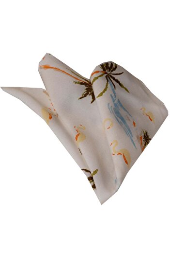 Exve Exclusive Colorful Hawaiian Holiday Themed Collar Pocket Handkerchief on White
