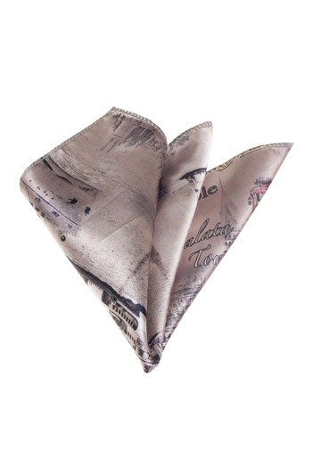 Exve Exclusive Gray Istanbul Ferry Printed Collar Handkerchief