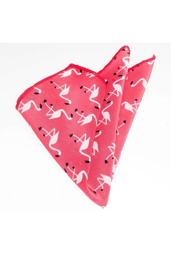 Exve Exclusive Pink Flamingo Printed Pocket Collar Handkerchief
