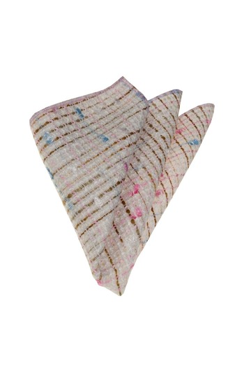 Exve Exclusive Pink and Blue Braided Collar Handkerchief on Beige