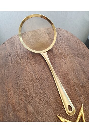 LOVYCO 21.5 Cm Colander - Boiling and Frying Tongs with Gold Color Steel Strainer