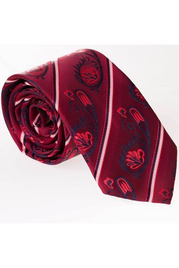 Exve Exclusive Claret Red Navy Blue Paisley & Striped Italian Pattern Handcrafted Tie