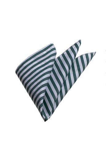 Exve Exclusive Green and White Striped Cotton Collar Handkerchief