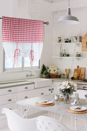 cotton maison Natural Pot Plaid Tulle Curtain Retro