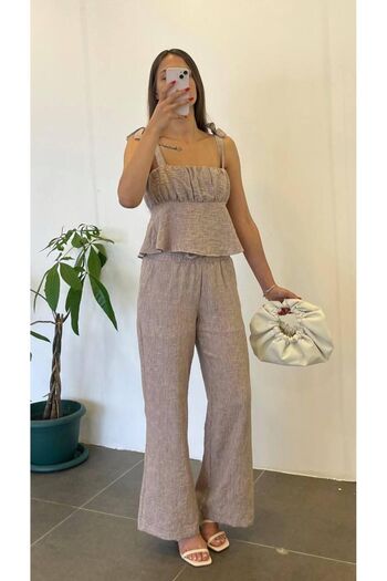 My Blog Coffee Blouse, Pants and Shirt Set with Thick Straps