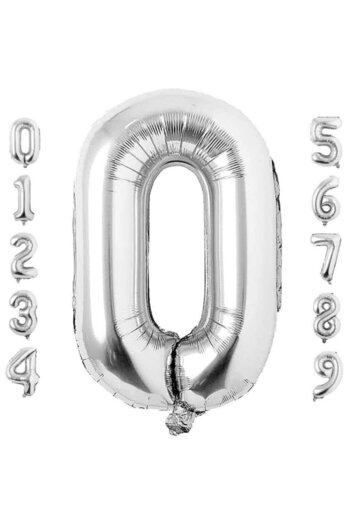 Patladı Gitti 0 Zero Number Silver Foil Balloon 34" Inc 76 cm