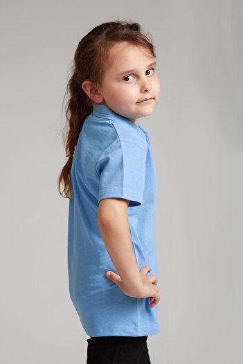 Dragora Mavi Polo Yaka Okul Penye T-shirt