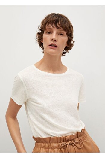 MANGO Woman Tricou de in alb pentru femei